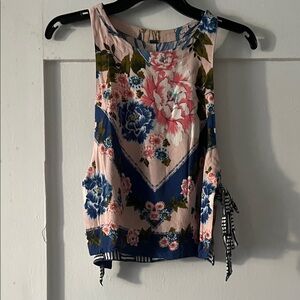 Free People Floral Tank Top - Pink and Blue